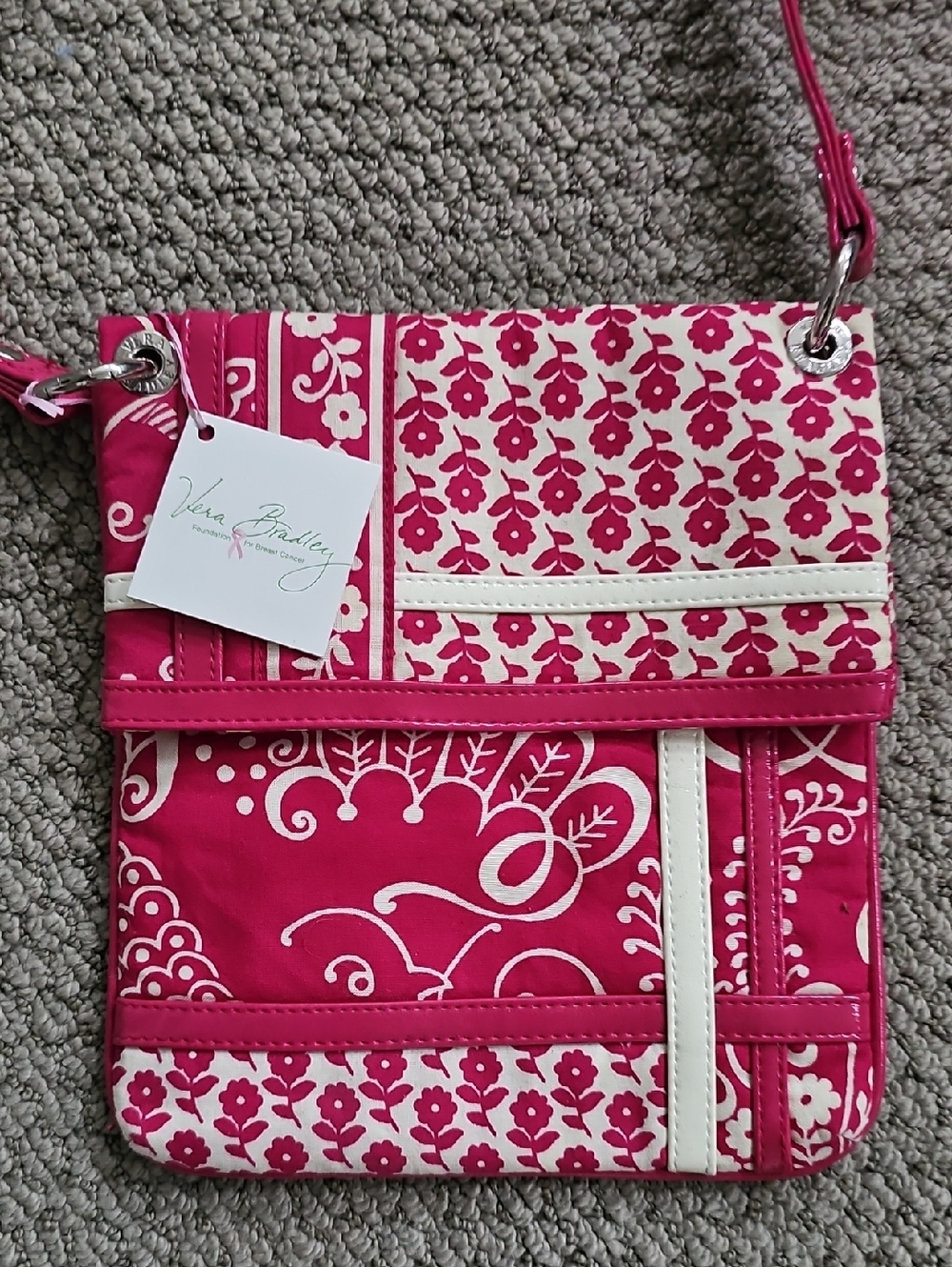 NWT! Vera Bradley Pink & Cream Patterned Crossbody Bag
